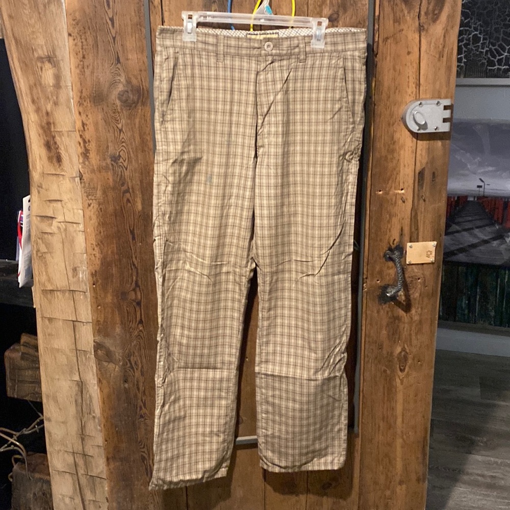 Mens brown billabong plaid chinos size 32